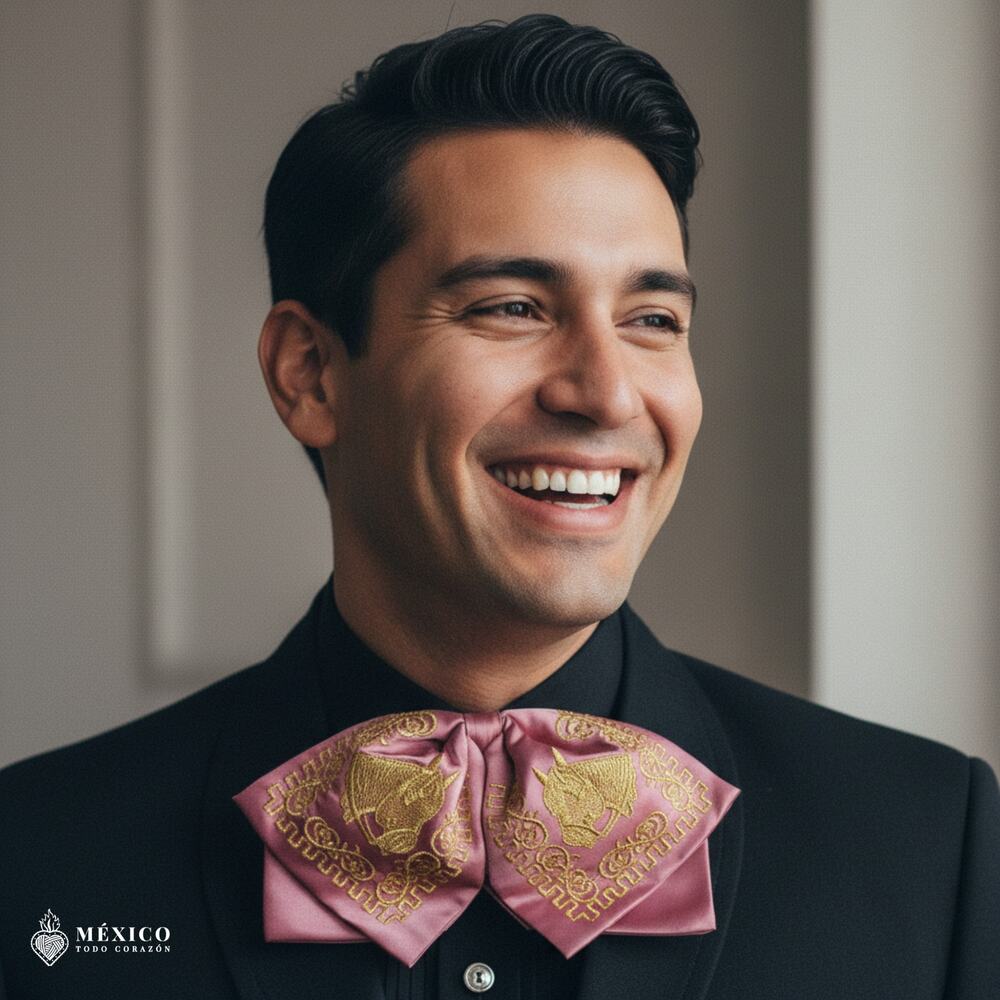 Mexican Embroidered Charro Moño – Traditional Satin Mariachi Bow Tie